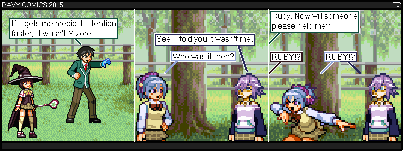 Rosario Vampire: Yukari + Tsukune + Kurumu + Mizore. Ruby Ruby Ruby can't you see you're a witch of society.